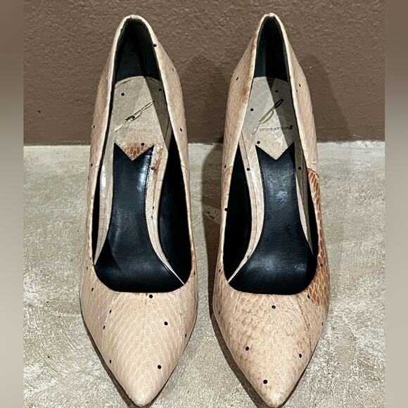 B Brian Atwood Joelle Snakeskin Point Toe Pump Natural Unique colors size 9.5 - Picture 2 of 8